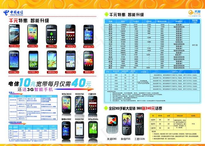 电信宣传 单页 海报图片psd模版下载