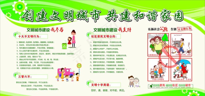 创建文明城市 共建和谐家园图片cdr矢量模版下载