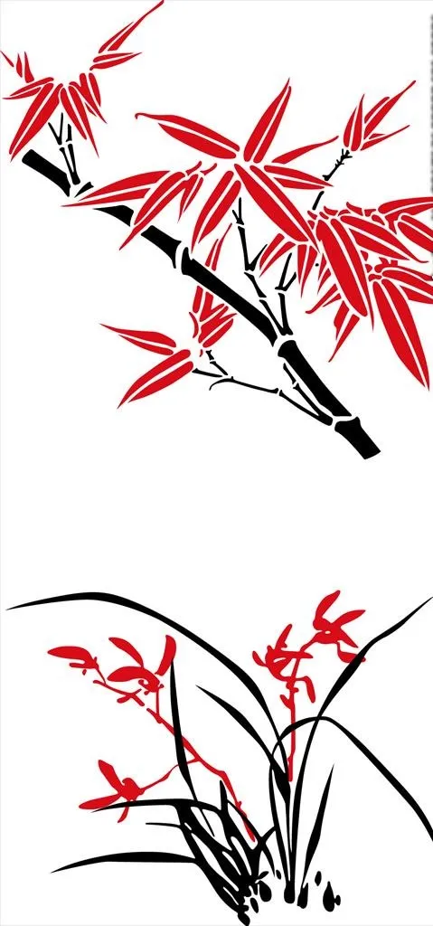 竹子 梅花 矢量 图案 花朵图片ai矢量模版下载