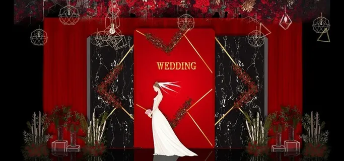 红黑撞色婚礼图片