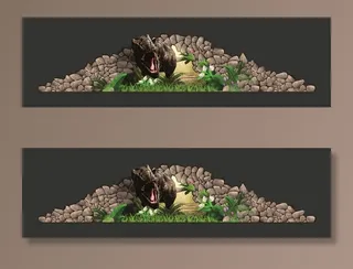 3D恐龙岩石地贴图片