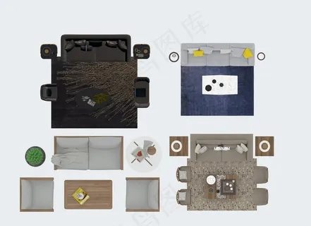 沙发组合彩色平面图图片