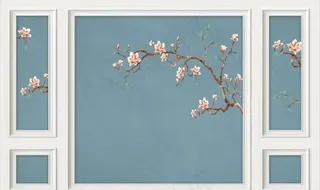 自带框玉兰背景墙图片