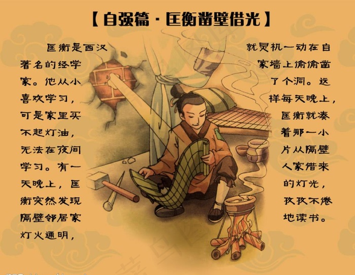 中华传统美德-匡衡凿壁偷光图片