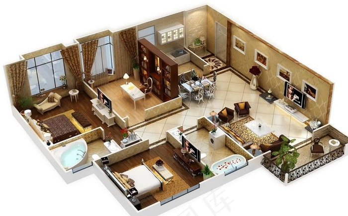 立体轴测图 3D户型图图片