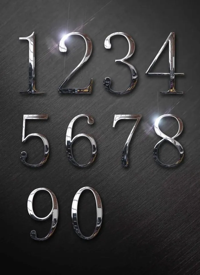 3D立体金属字体金字体质感数字图片psd模版下载
