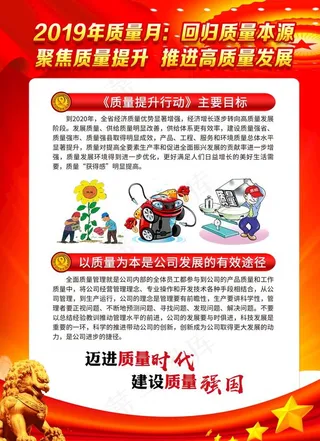 2019年质量月主题挂图模板图片