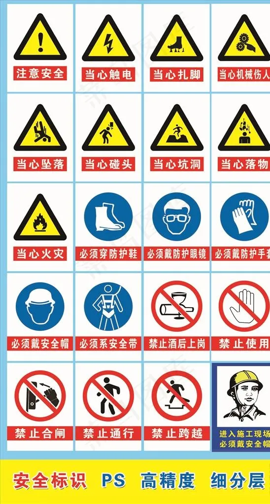 施工安全标志图片(5118X9034(DPI:100))psd模版下载