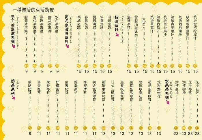 价目表图片cdr矢量模版下载
