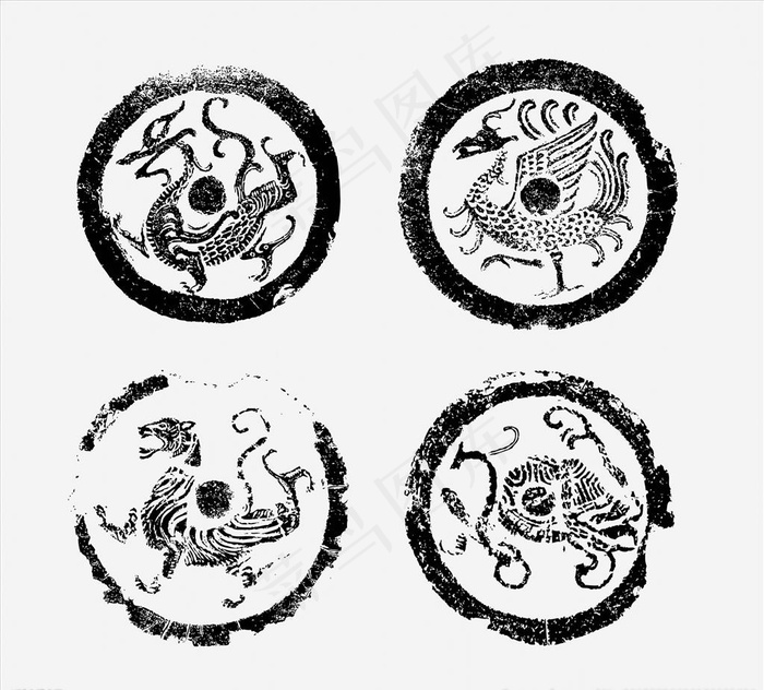 汉代瓦当拓片图片ai矢量模版下载