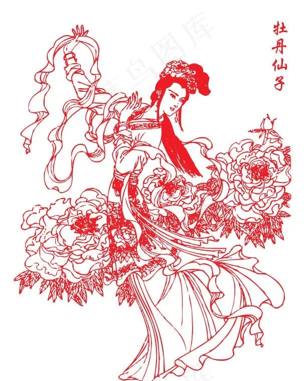 牡丹仙子图片ai矢量模版下载