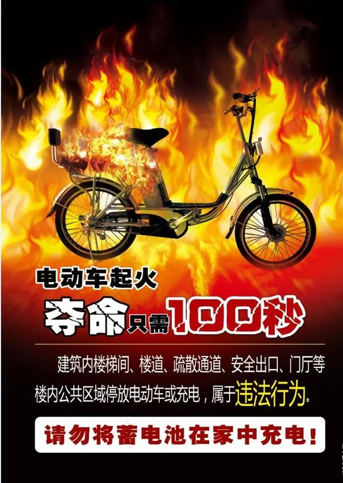 电动车起火 消防  防火图片(2480X3508(DPI:300))psd模版下载