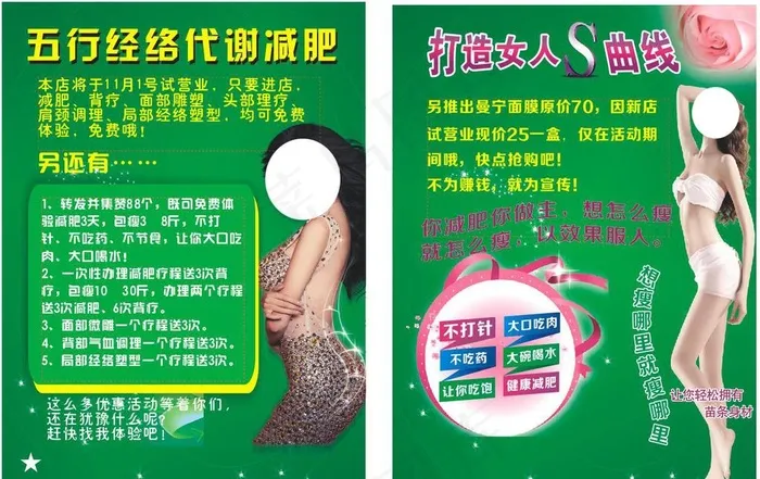经络减肥单页图片(210X297)cdr矢量模版下载