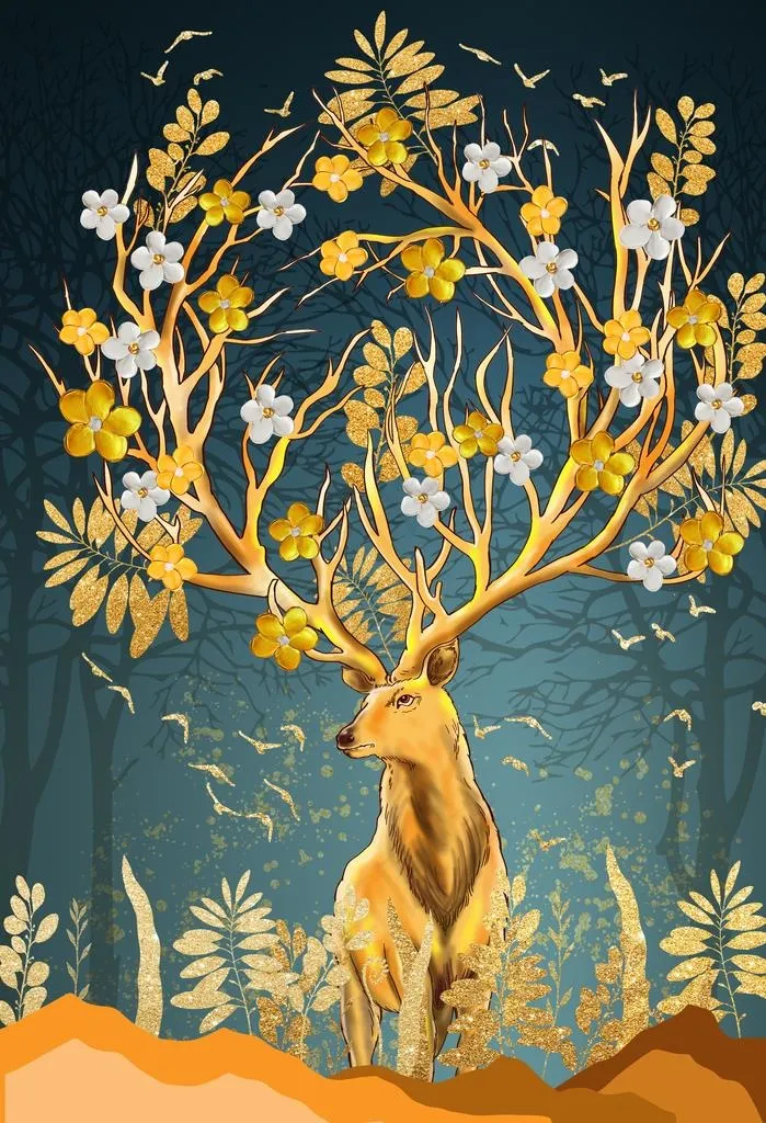 麋鹿装饰画图片(2953X4134(DPI:150))psd模版下载