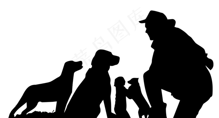 犬 人 情  剪影 狗狗图片psd模版下载