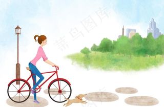 骑自行车的女孩图片
