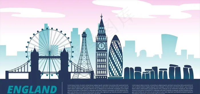 英国城市图片ai矢量模版下载