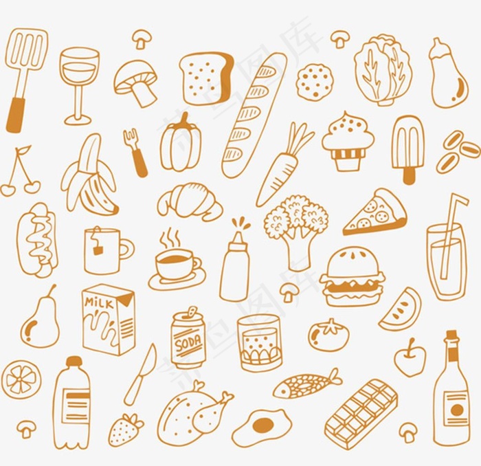卡通手绘食物图片ai矢量模版下载