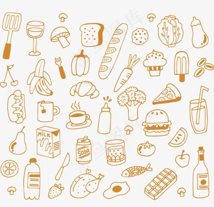 卡通手绘食物图片ai矢量模版下载