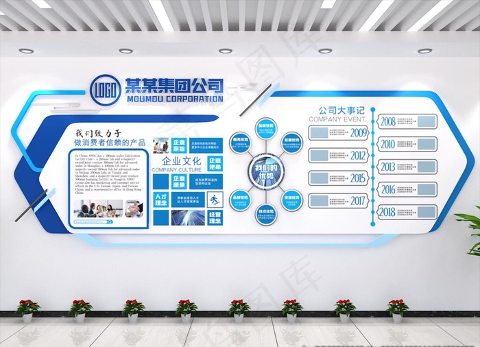 公司文化墙板创意展企业文化墙图片cdr矢量模版下载