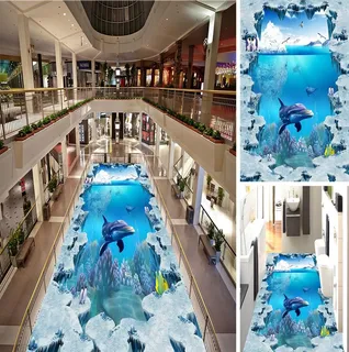 冰河冰川企鹅浴室3D地板地砖图片