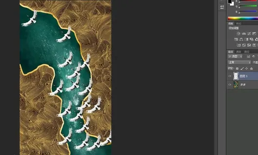 新中式艺术抽象水墨金线背景墙图片