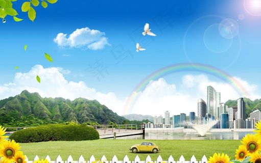 蓝天白云风景图片