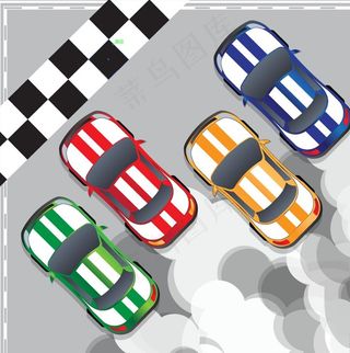 比赛中的汽车矢量素材图片
