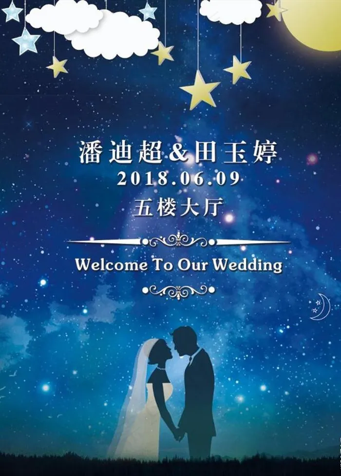 星空婚礼水牌图片(3543X4724(DPI:150))psd模版下载