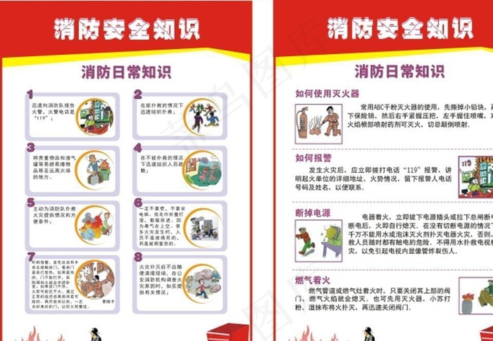 消防安全知识图片cdr矢量模版下载