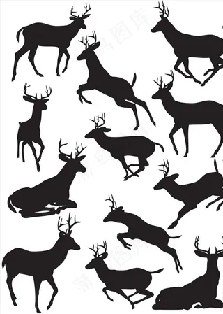 鹿剪影图片