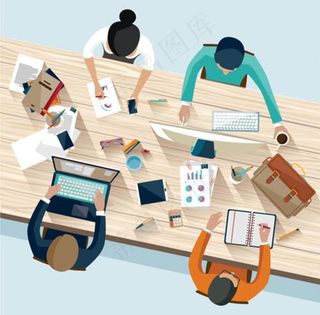 人物与办公场所元素矢图片
