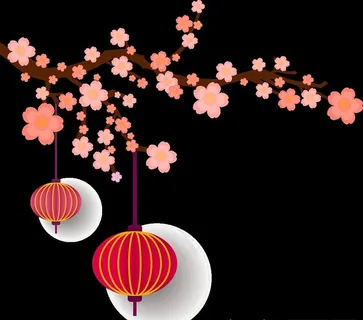 灯笼梅花元素设计图片