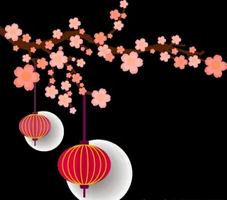 灯笼梅花元素设计图片