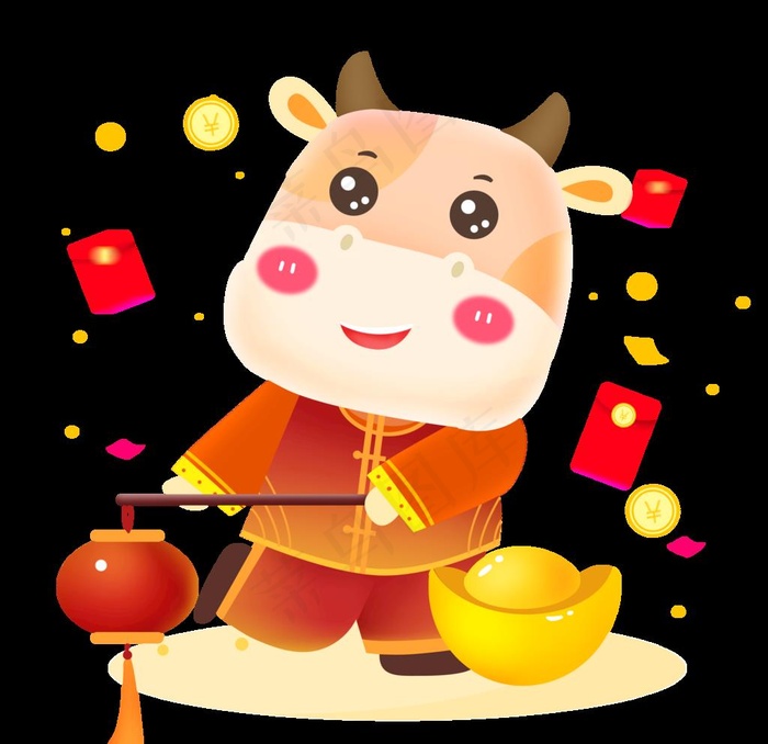 卡通春节牛图片