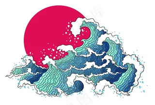 海浪太阳图片