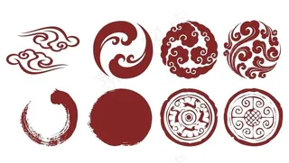 书法笔触云纹瓦当纹样古典传统图片