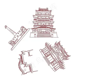 手绘名胜景区图片