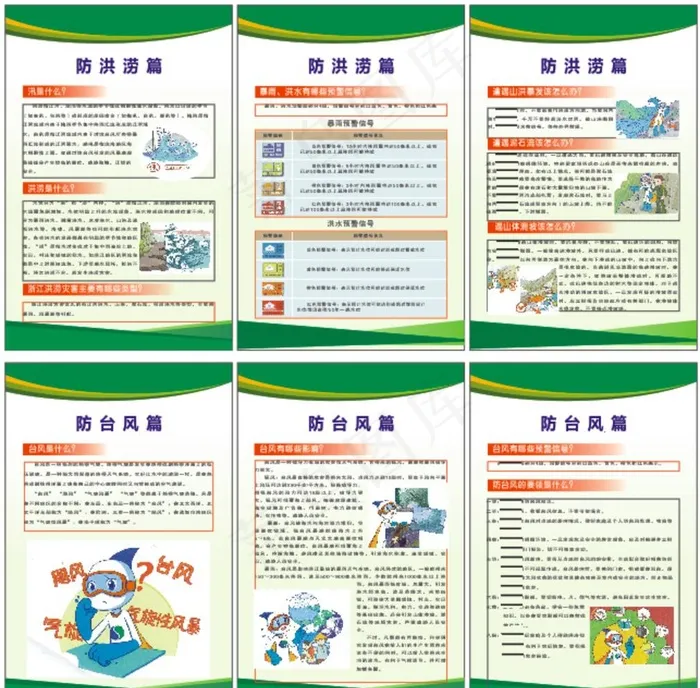 防汛防灾展板图片(210X297)cdr矢量模版下载