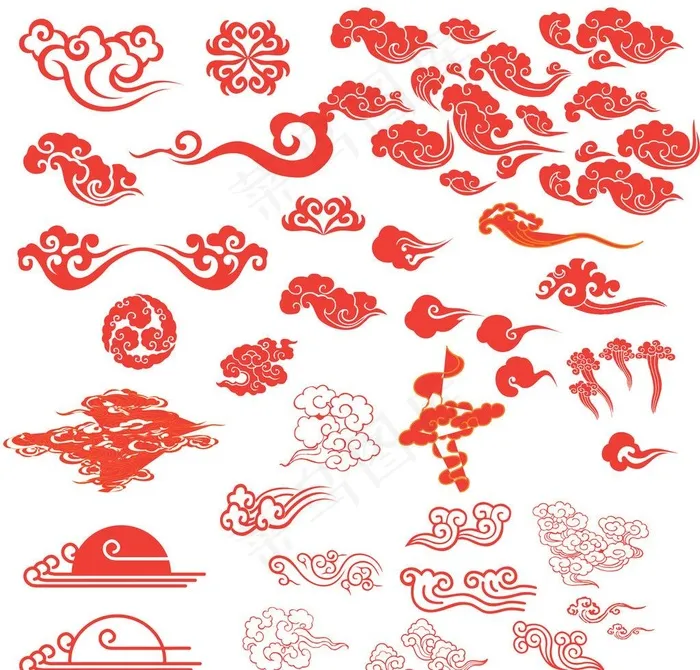 节日祥云剪纸图片psd模版下载