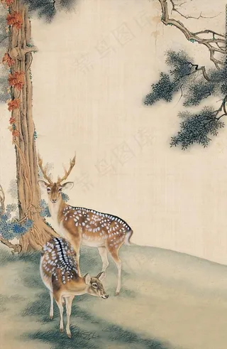 中国风水墨画工笔画模板图片下载