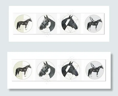 现代几何马--四联画图片