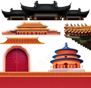 故宫墙 顶素材图片