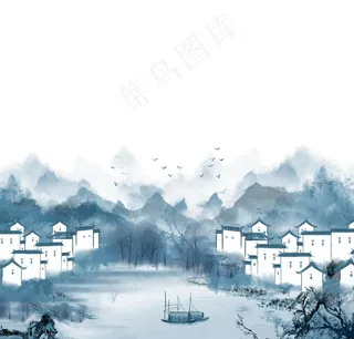 中国水墨乡村图片