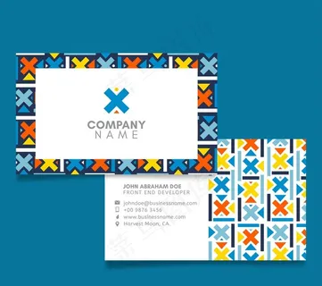 彩色乘号商务名片正反面图片