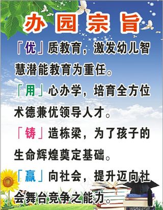 幼儿园办园宗旨海报宣传单展板图片