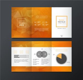 金黄色菱形背景高档质感三折页图片