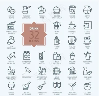 矢量线性饮品饮料图标ICON图片
