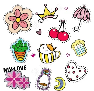 卡通皇冠花瓣猫咪爱心樱桃仙人掌图片
