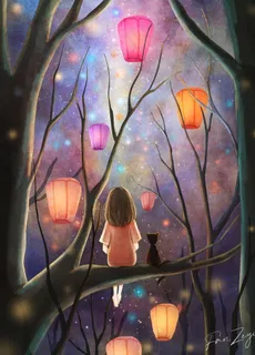 千灯花火大会插画图片 千灯花火大会插画图片